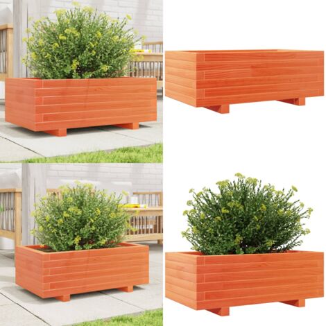 Fioriera Giardino Marrone Cera 70x40x26,5cm Legno Massello Pino - Fioriera in legno - Fioriera marrone