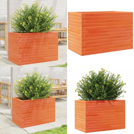 Fioriera Giardino Marrone Cera 70x40x45,5cm Legno Massello Pino - Fioriera in legno - Fioriera marrone