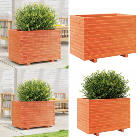 Fioriera Giardino Marrone Cera 70x40x49,5cm Legno Massello Pino - Fioriera in legno - Fioriera marrone