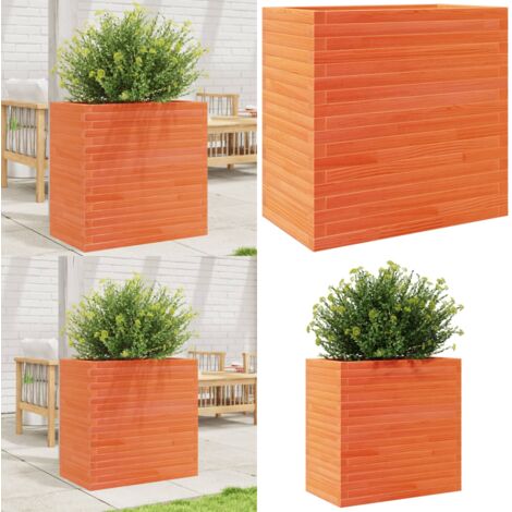Fioriera Giardino Marrone Cera 70x40x68,5cm Legno Massello Pino - Fioriera esterna - Fioriera in legno