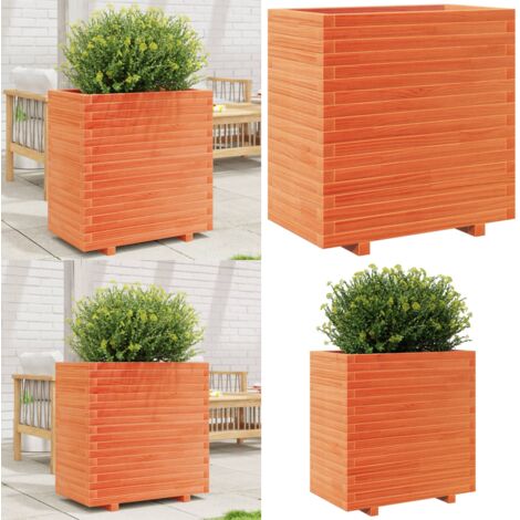 Fioriera Giardino Marrone Cera 70x40x72,5cm Legno Massello Pino - Fioriera da patio - Fioriera in legno