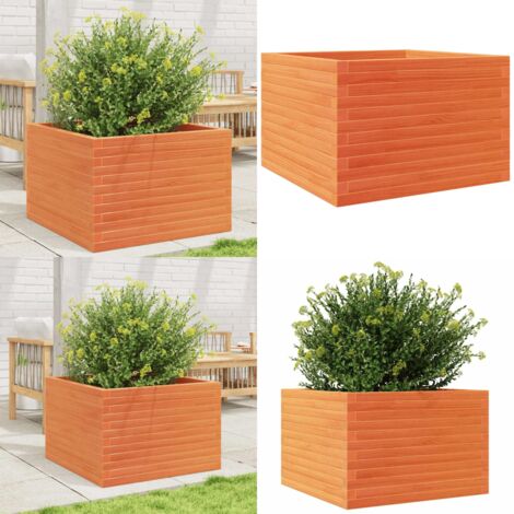 Fioriera Giardino Marrone Cera 70x70x46 cm Legno Massello Pino - Fioriera in legno - Fioriera marrone