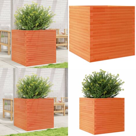 Fioriera Giardino Marrone Cera 70x70x68,5cm Legno Massello Pino - Fioriera da balcone - Fioriera in legno