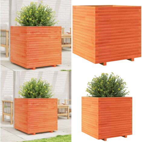 Fioriera Giardino Marrone Cera 70x70x72 cm Legno Massello Pino - Fioriera in legno - Fioriera esterna