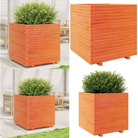 Fioriera Giardino Marrone Cera 70x70x72,5cm Legno Massello Pino - Fioriera da patio - Fioriera in legno