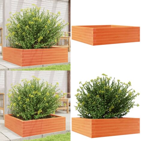 Fioriera Giardino Marrone Cera 80x80x23 cm Legno Massello Pino - Fioriera in legno - Fioriera marrone