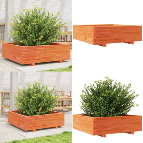Fioriera Giardino Marrone Cera 80x80x26,5cm Legno Massello Pino - Fioriera in legno - Fioriera marrone