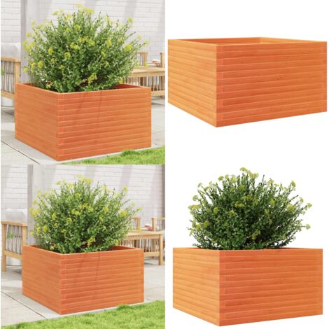 Fioriera Giardino Marrone Cera 80x80x46 cm Legno Massello Pino - Fioriera in legno - Fioriera marrone