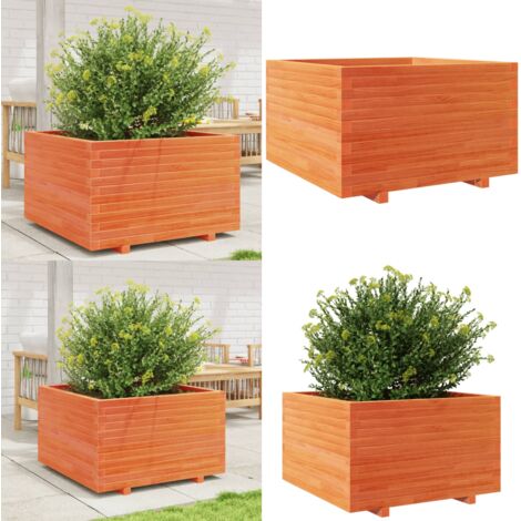 Fioriera Giardino Marrone Cera 80x80x49,5cm Legno Massello Pino - Fioriera da patio - Fioriera in legno