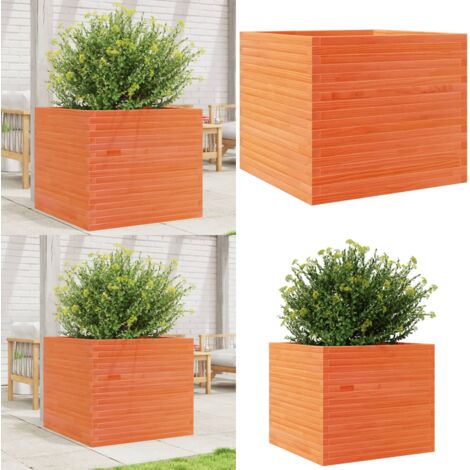 Fioriera Giardino Marrone Cera 80x80x68,5cm Legno Massello Pino - Fioriera da patio - Fioriera in legno