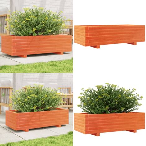 Fioriera Giardino Marrone Cera 90x40x26,5cm Legno Massello Pino - Fioriera in legno - Fioriera marrone