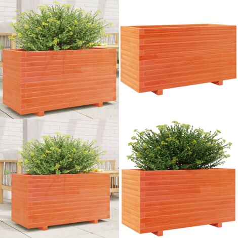 Fioriera Giardino Marrone Cera 90x40x49,5cm Legno Massello Pino - Fioriera da patio - Fioriera in legno