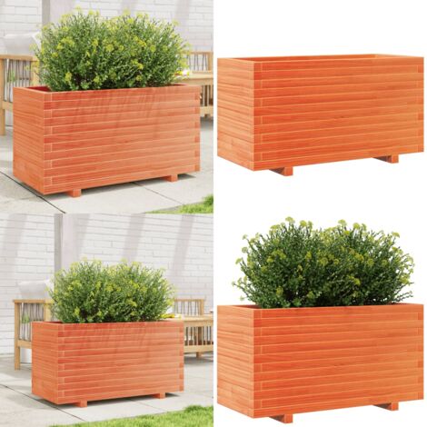 Fioriera Giardino Marrone Cera 90x40x49,5cm Legno Massello Pino - Fioriera in legno - Fioriera marrone