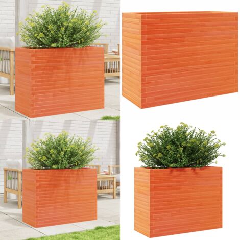 Fioriera Giardino Marrone Cera 90x40x68,5cm Legno Massello Pino - Fioriera da patio - Fioriera in legno