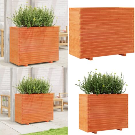 Fioriera Giardino Marrone Cera 90x40x72 cm Legno Massello Pino - Fioriera da patio - Fioriera in legno