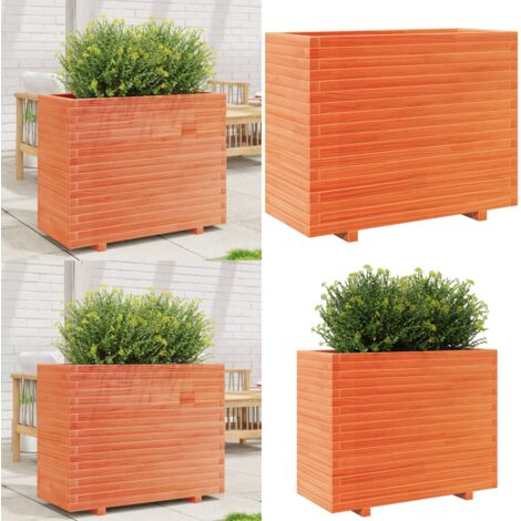 Fioriera Giardino Marrone Cera 90x40x72,5cm Legno Massello Pino - Fioriera da patio - Fioriera in legno