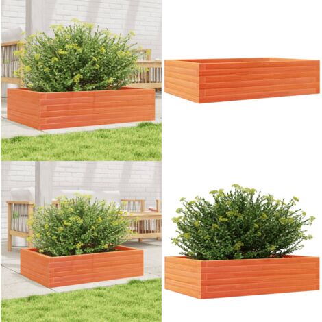 Fioriera Giardino Marrone Cera 90x60x23 cm Legno Massello Pino - Fioriera in legno - Fioriera marrone