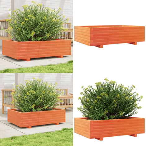 Fioriera Giardino Marrone Cera 90x60x26,5cm Legno Massello Pino - Fioriera in legno - Fioriera marrone