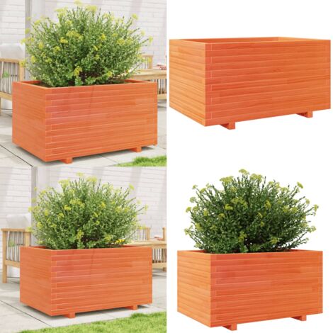 Fioriera Giardino Marrone Cera 90x60x49,5cm Legno Massello Pino - Fioriera da patio - Fioriera in legno