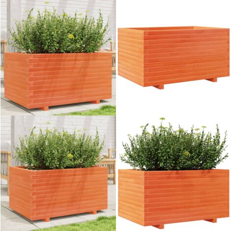 Fioriera Giardino Marrone Cera 90x60x49,5cm Legno Massello Pino - Fioriera in legno - Fioriera marrone
