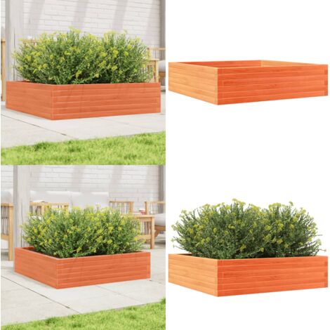Fioriera Giardino Marrone Cera 90x90x23 cm Legno Massello Pino - Fioriera in legno - Fioriera marrone