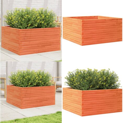 Fioriera Giardino Marrone Cera 90x90x46 cm Legno Massello Pino - Fioriera in legno - Fioriera marrone