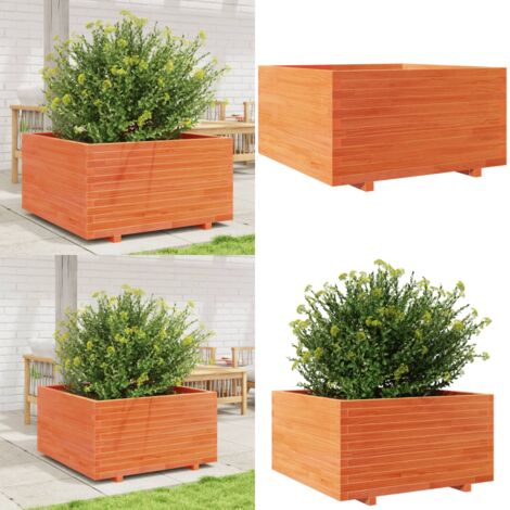 Fioriera Giardino Marrone Cera 90x90x49,5cm Legno Massello Pino - Fioriera da patio - Fioriera in legno