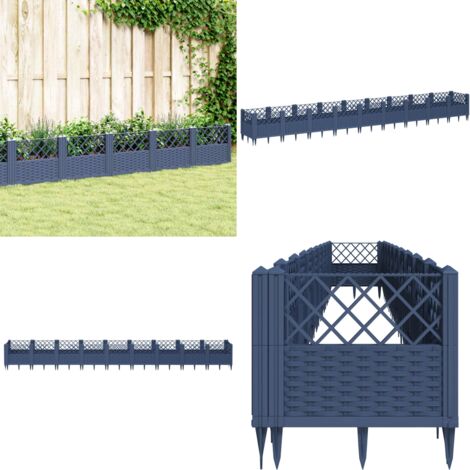 Fioriera Giardino Picchetti Grigio Blu 363,5x43,5x43,5 cm PP - Orto - Piante