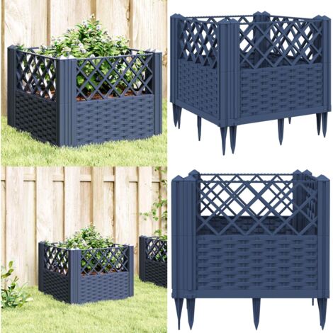 Fioriera Giardino Picchetti Grigio Blu 43,5x43,5x43,5 cm PP - Fioriera in polipropilene - Fioriera modulare