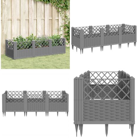 Fioriera Giardino Picchetti Grigio Chiaro 123,5x43,5x43,5 cm PP - Orto - Piante