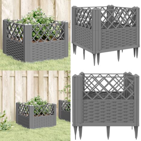 Fioriera Giardino Picchetti Grigio Chiaro 43,5x43,5x43,5 cm PP - Orto - Piante
