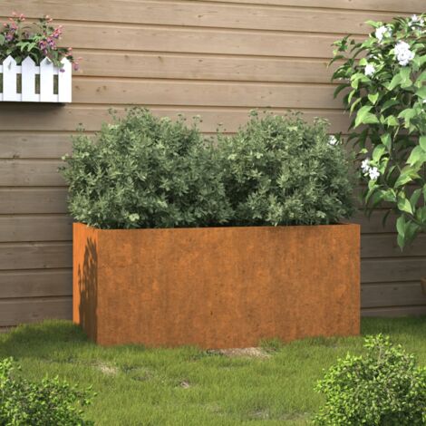 Fioriere da Parete 2 pz Grigie in Acciaio Corten 30x10x25 cm