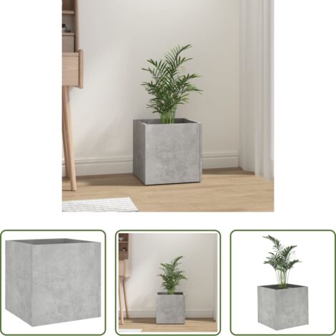 Fioriera grigio cemento -  Fioriera Grigio Cemento 40x40x40 cm in Legno Multistrato