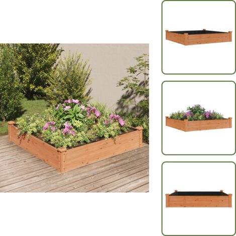 Fioriera in abete - vidaXL Fioriera da Giardino Fodera Marrone 120x120x25cm Massello Abete - Fioriera con fondo aperto