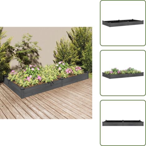 Fioriera in abete - vidaXL Fioriera Giardino con Fodera Grigia 240x120x25cm Massello Abete - Fioriera con fondo aperto