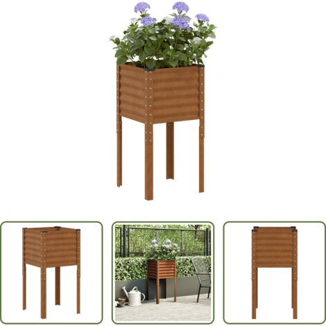 Fioriera in acciaio corten -  Fioriera da giardino 45x45x88 cm in acciaio corten