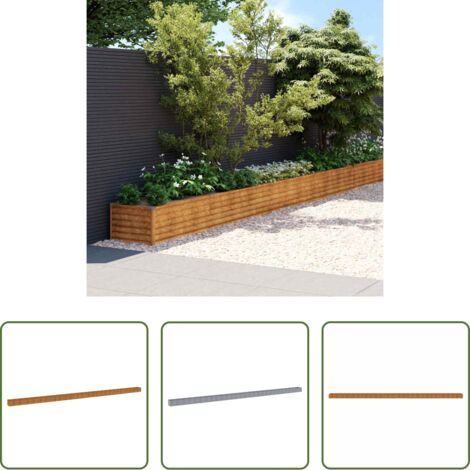 Fioriera in acciaio corten -  Fioriera Rialzata da Giardino 1152x50x36 cm in Acciaio Corten