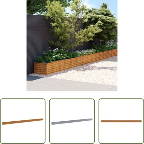 Fioriera in acciaio corten -  Fioriera Rialzata da Giardino 960x50x36 cm in Acciaio Corten