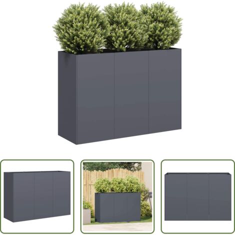 Fioriera in acciaio -  Fioriera Antracite 120x40x80 cm in Acciaio Laminato a Freddo