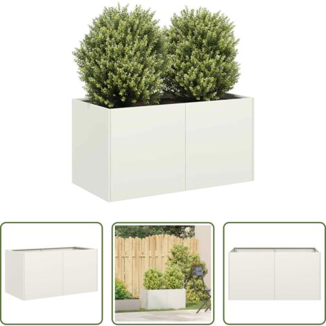 Fioriera in acciaio -  Fioriera Bianca 80x40x40 cm in Acciaio Laminato a Freddo