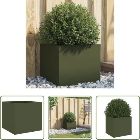 Fioriera in acciaio -  Fioriera da Giardino Verde Oliva 32x30x29 cm in Acciaio