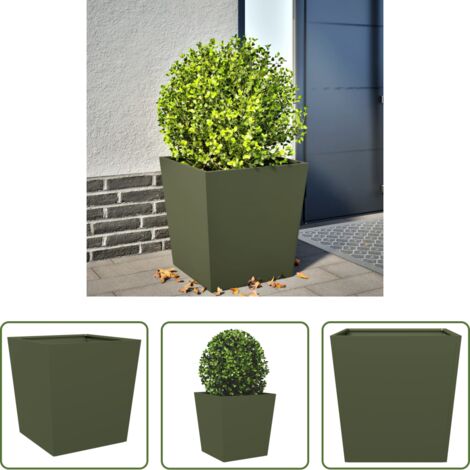 Fioriera in acciaio -  Fioriera da Giardino Verde Oliva 50x50x50 cm in Acciaio