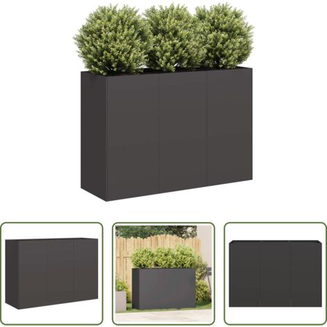 Fioriera in acciaio -  Fioriera Nera 120x40x80 cm in Acciaio Laminato a Freddo