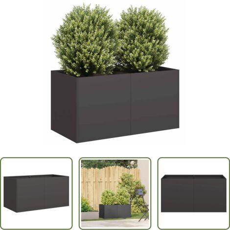 Fioriera in acciaio -  Fioriera Nera 80x40x40 cm in Acciaio Laminato a Freddo