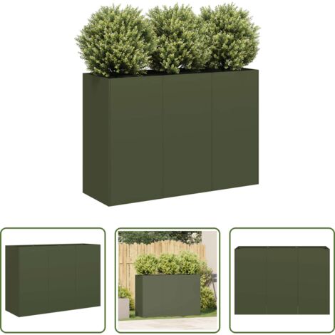 Fioriera in acciaio -  Fioriera Verde Oliva 120x40x80 cm in Acciaio Laminato a Freddo