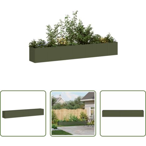 Fioriera in acciaio -  Fioriera Verde Oliva 280x40x40 cm in Acciaio Laminato a Freddo