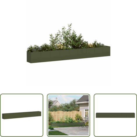 Fioriera in acciaio -  Fioriera Verde Oliva 360x40x40 cm in Acciaio Laminato a Freddo