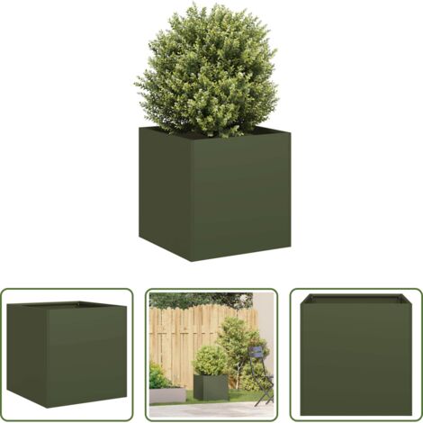 Fioriera in acciaio -  Fioriera Verde Oliva 40x40x40 cm in Acciaio Laminato a Freddo