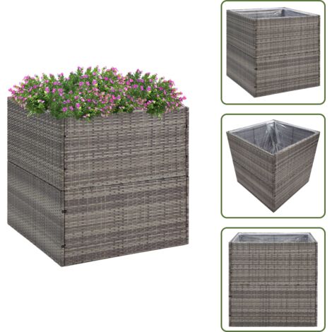 Fioriera in acciaio - vidaXL Fioriera da Giardino Grigia 80x80x80 cm in Polyrattan - Fioriera con fondo aperto