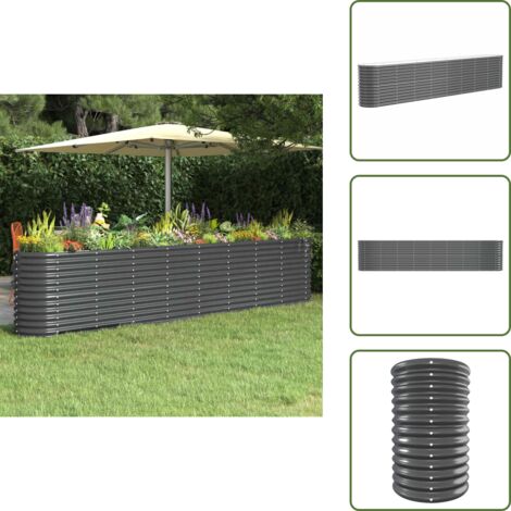 Fioriera in acciaio zincato - vidaXL Letto da Giardino in Acciaio Zincato 332x40x68 cm Antracite - Fioriera per piante